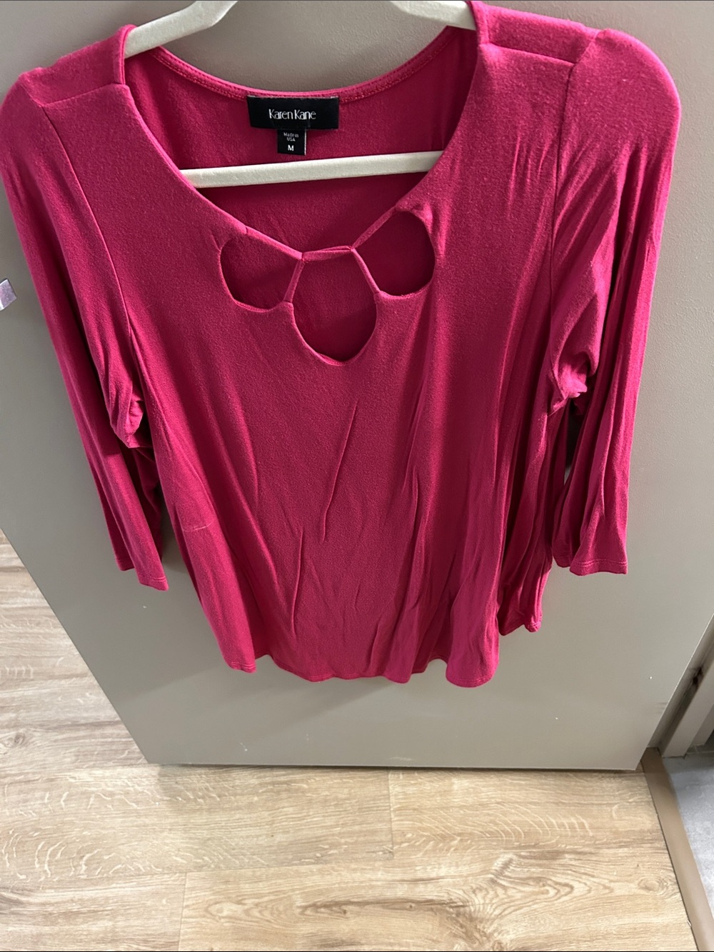 Karen Kane Bright Raspberry Cut out Neck Tunic Top Worn once